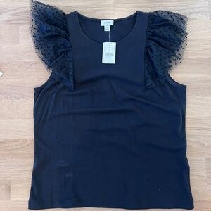 NWT, JCrew Factory Black Flutter-Sleeve Women's Tank